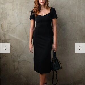 ABLE Aubrey crepe midi dress, black, size L